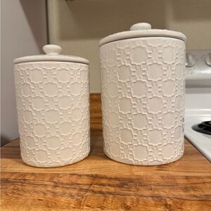 White Textured Ceramic Canister Set
